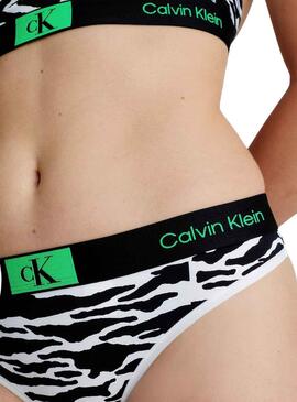 Tanga Calvin Klein Modern Split Tiger Blanco Mujer