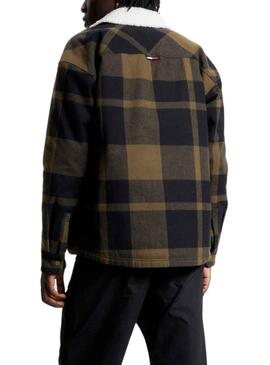 Chaqueta Tommy Jeans Check Sherpa Lined Verde