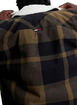Chaqueta Tommy Jeans Check Sherpa Lined Verde