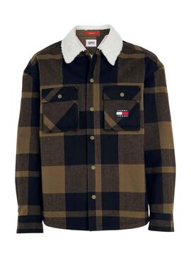 Chaqueta Tommy Jeans Check Sherpa Lined Verde