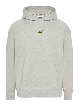 Sudadera Tommy Jeans Relaxed Signature Gris Hombre
