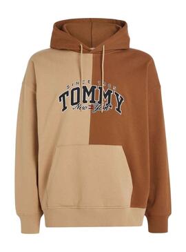 Sudadera Tommy Jeans Relaxed Varsity Beige Hombre