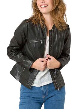 Cazadora Naf Naf Piel Negra para Mujer