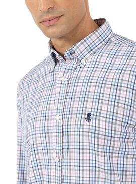 Camisa El Pulpo Bloom Cuadros Celeste para Hombre