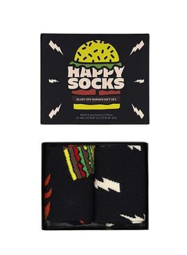 Pack 2 Happy Socks Burger Gift para Hombre y Mujer