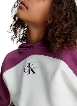 Sudadera Calvin Klein Color Block Morado Niña