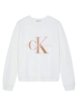 Sudadera Calvin Klein Bronze Monogram Blanco Niña