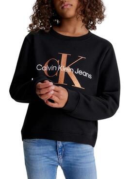 Sudadera Calvin Klein Bronze Monogram Negro Niña