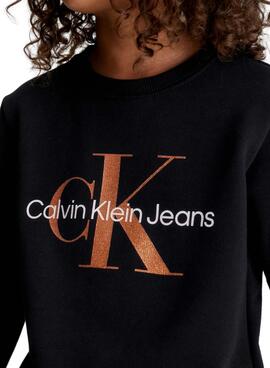Sudadera Calvin Klein Bronze Monogram Negro Niña
