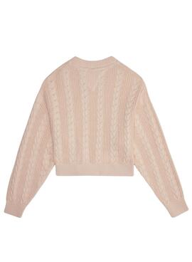 Jersey Tommy Hilfiger Cropped Crew Beige Niña