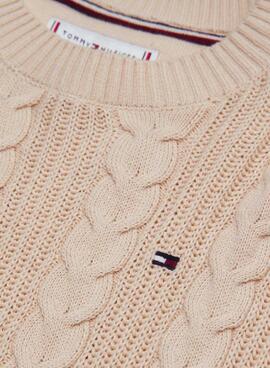 Jersey Tommy Hilfiger Cropped Crew Beige Niña