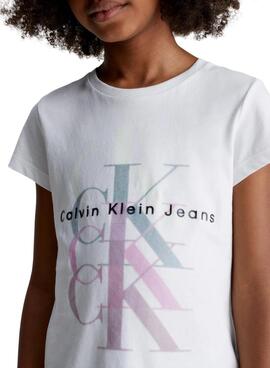 Camiseta Calvin Klein Repeat Slim Blanco Niña