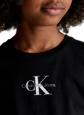 Camiseta Calvin Klein Micro Monogram Negro Niña