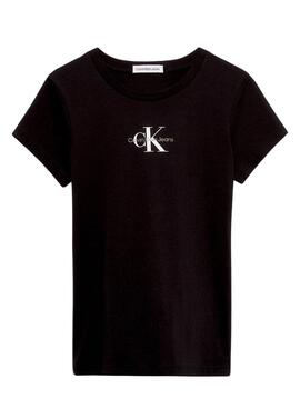 Camiseta Calvin Klein Micro Monogram Negro Niña