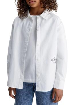 Camisa Calvin Klein Oversized Poplin Blanco Niña