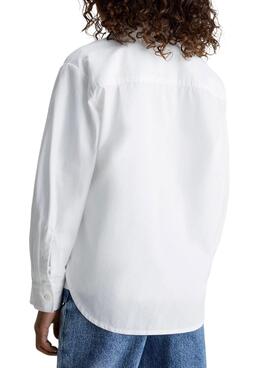 Camisa Calvin Klein Oversized Poplin Blanco Niña