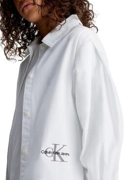 Camisa Calvin Klein Oversized Poplin Blanco Niña