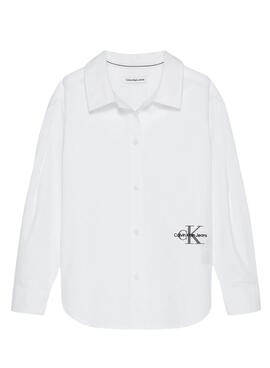 Camisa Calvin Klein Oversized Poplin Blanco Niña