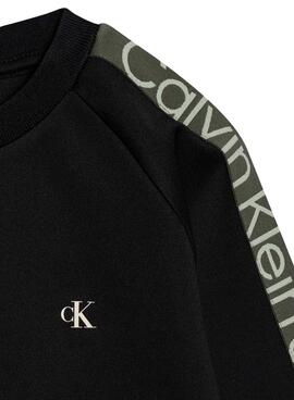 Chándal Calvin Klein Tape Crewneck Negro Niño