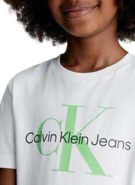 Camiseta Calvin Klein Monogram Blanco Niño