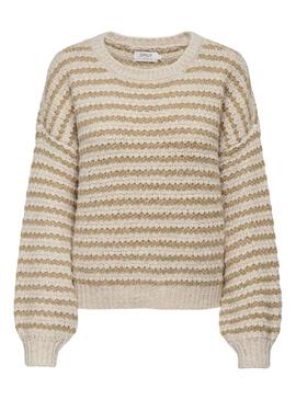 Jersey Only Lann Rayas Beige para Mujer