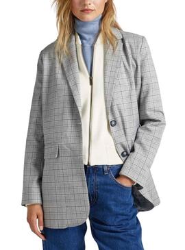 Chaqueta Pepe Jeans Romy Cuadros Gris para Mujer