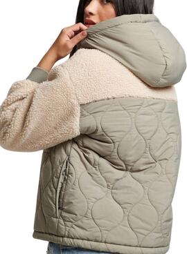 Chaqueta Superdry Sherpa Quilted Verde Mujer