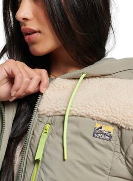 Chaqueta Superdry Sherpa Quilted Verde Mujer