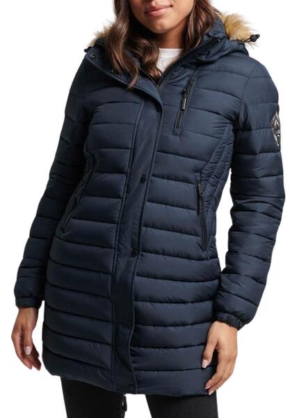 Chaqueta Superdry Longline Puffer Negro Mujer