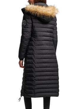 Chaqueta Superdry Fuji Hooded Longline Negro Mujer