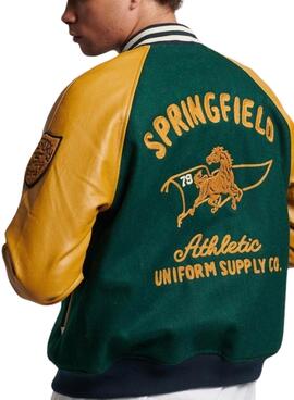 Bomber Superdry Varsity Patched Verde Para Hombre