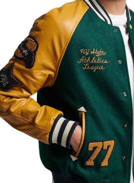 Bomber Superdry Varsity Patched Verde Para Hombre