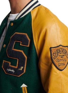 Bomber Superdry Varsity Patched Verde Para Hombre