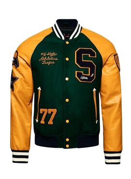 Bomber Superdry Varsity Patched Verde Para Hombre