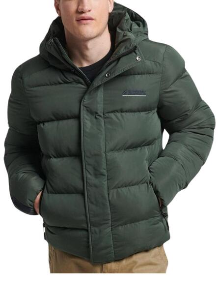 Abrigo largo Superdry verde de hombre