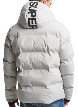 Chaqueta Superdry Hooded Boxy Puffer Gris Hombre