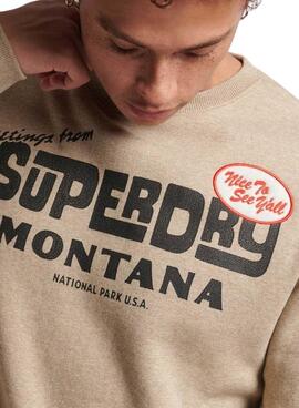 Sudadera Superdry Travel Postcard Marrón Hombre