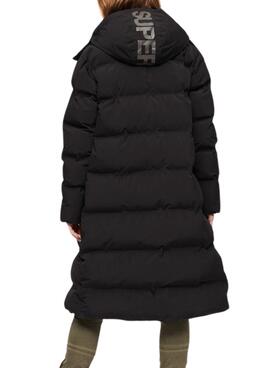 Chaqueta Superdry Longline Puffer Negro Mujer