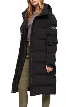 Chaqueta Superdry Longline Puffer Negro Mujer