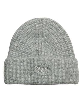 Gorro Superdry Rib Knit Gris Para Mujer