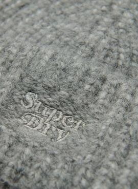 Gorro Superdry Rib Knit Gris Para Mujer