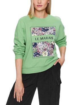 Sudadera Only Amor Verde Flores para Mujer