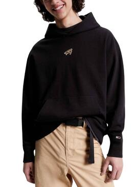 Sudadera Tommy Jeans Relax Signature Negra Hombre