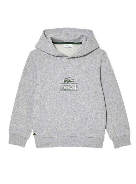 Sudadera Lacoste Con Capucha Gris Para Niño