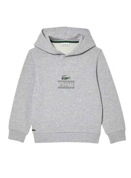 Sudadera Lacoste Con Capucha Gris Para Niño