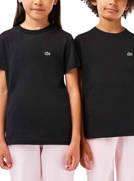 Camiseta Lacoste De Punto Negro Para Niño Niña