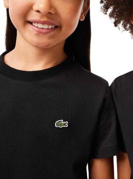 Camiseta Lacoste De Punto Negro Para Niño Niña