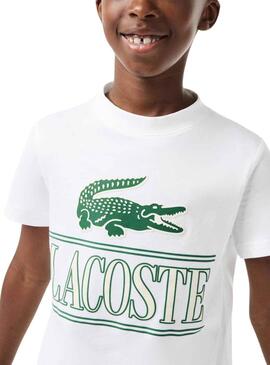 Camiseta Lacoste De Punto Estampado Blanco Niño