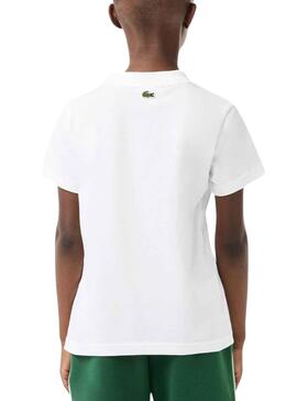 Camiseta Lacoste De Punto Estampado Blanco Niño