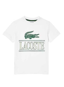 Camiseta Lacoste De Punto Estampado Blanco Niño